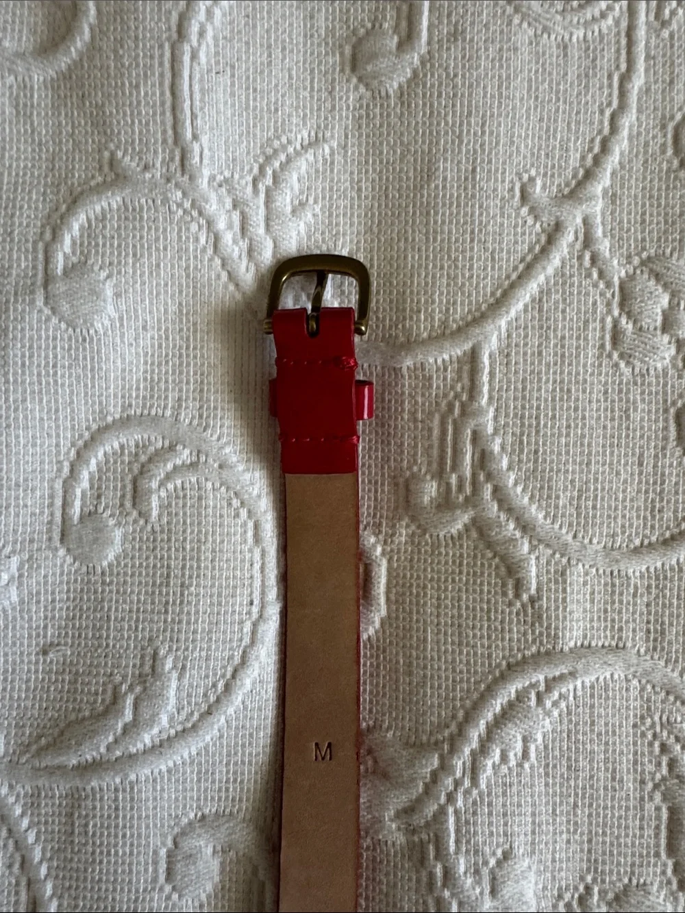 J. Crew Red Slim Leather Belt with Brass-Tone Buckle - Picture 3 of 8